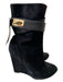 Givenchy Shoe Size 6 Black Leather Suede Ankle Wrap Goldtone Hardware Booties Black / 6