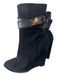 Givenchy Shoe Size 6 Black Leather Suede Ankle Wrap Goldtone Hardware Booties Black / 6