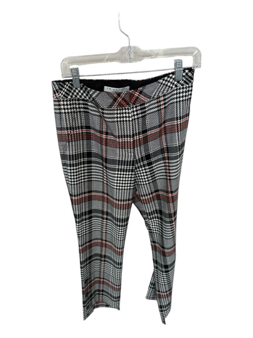 Trina Turk Size 6 Black & Red Polyester Blend High Waist Plaid Pants Black & Red / 6