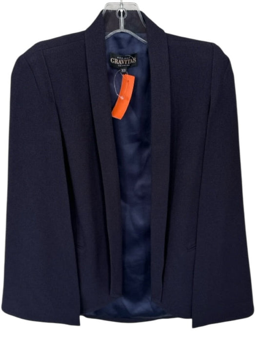 Project Gravitas Size XS Navy Polyester Shoulder Pads Open Front Blazer Navy / XS