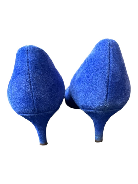 J Crew Shoe Size 7.5 Cobalt Blue Suede Kitten Heel Pointed Toe Metalic Pumps Cobalt Blue / 7.5