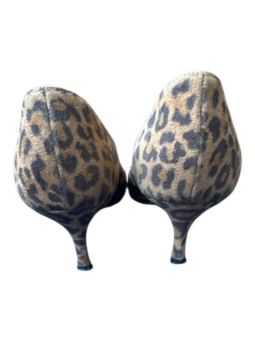 Manolo Blahnik Shoe Size 38 Brown & Black Leather Animal Print Kitten Heel Pumps Brown & Black / 38