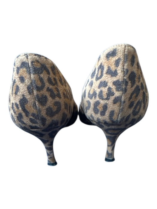 Manolo Blahnik Shoe Size 38 Brown & Black Leather Animal Print Kitten Heel Pumps Brown & Black / 38