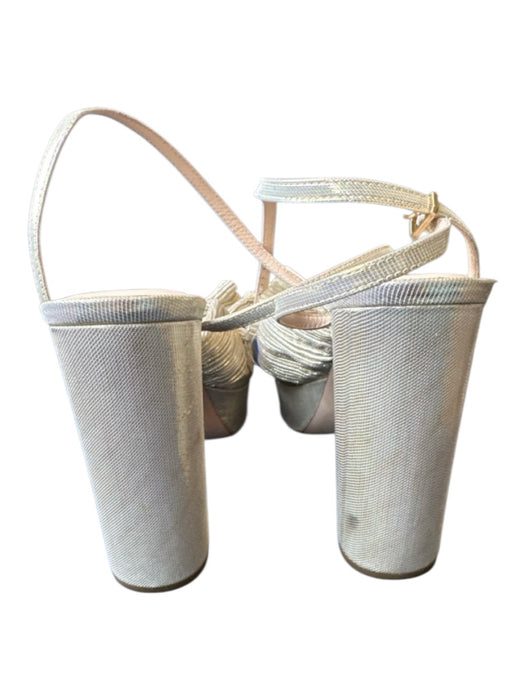 Loeffler Randall Shoe Size 8 Gold Canvas Block Heel Bow Metallic Sandals Gold / 8