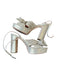 Loeffler Randall Shoe Size 8 Gold Canvas Block Heel Bow Metallic Sandals Gold / 8