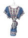 Dodo Bar Or Size S White & Purple Cotton Short Sleeve Fringe gingham Dress White & Purple / S