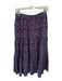XiRENA Size M Navy & Purple Cotton Elastic Waist Flowers Front Pocket Maxi Skirt Navy & Purple / M