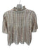 Sea New York Size 6 Mauve & Tan Cotton Blend 3/4 Sleeve Striped Eyelet Top Mauve & Tan / 6
