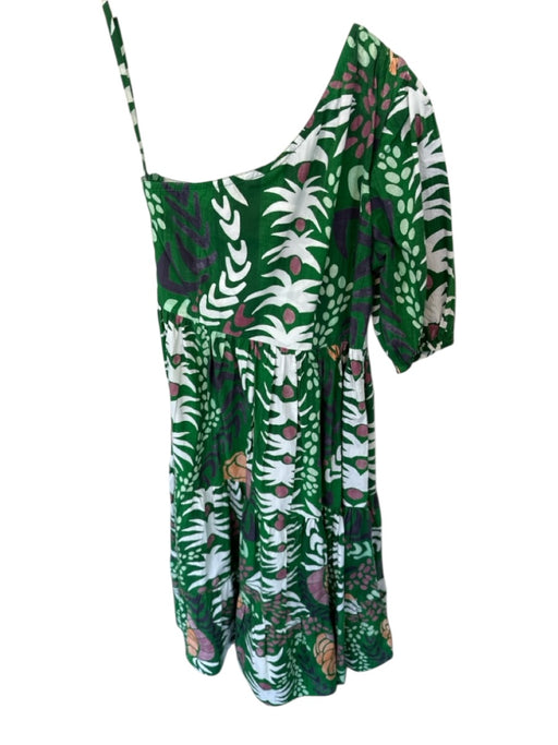 Oliphant Size S Green & Orange Cotton One Shoulder Pineapple Side Zip Maxi Dress Green & Orange / S