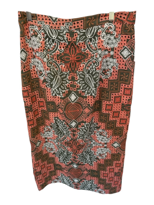 Cartolina Size M Green & Peach Cotton Embroidered Eyelet Button Down Maxi Skirt Green & Peach / M