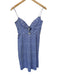 Saloni Size 6 White & Blue Cotton Blend Spaghetti Strap Abstract Cut Outs Dress White & Blue / 6