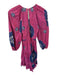 Ulla Johnson Size 4 Pink & Navy Cotton Long Balloon Sleeve Abstract Midi Dress Pink & Navy / 4