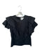 Les Coyotes de Paris Size 36 Black Cotton Short Sleeve Ruffles Top Black / 36