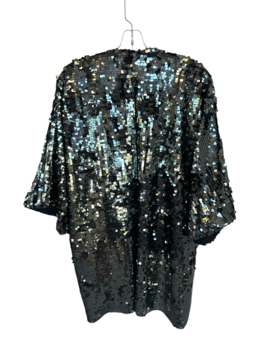 Emerson Fry Size M/L Silver Sequins Long Sleeve Open Front Long Jacket Silver / M/L