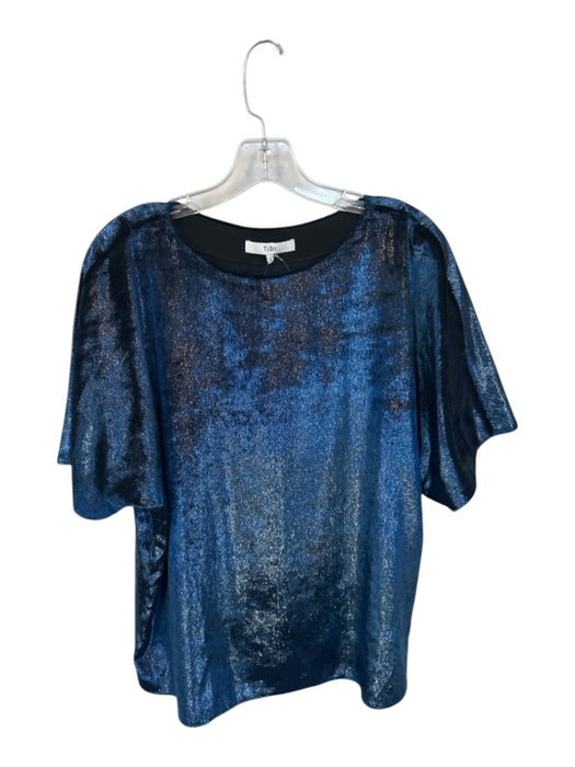 Tibi Size S Navy Velvet Short Sleeve Metallic Top Navy / S