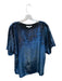 Tibi Size S Navy Velvet Short Sleeve Metallic Top Navy / S
