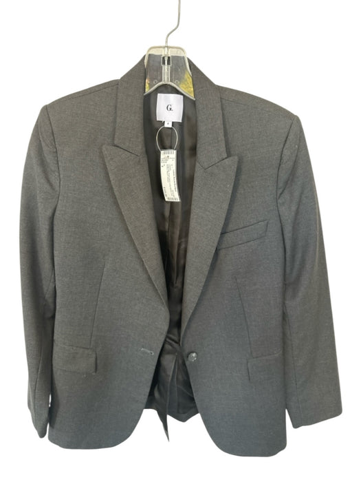 G. Size 4 Charcoal Virgin Wool Long Sleeve One Button Blazer Jacket Charcoal / 4