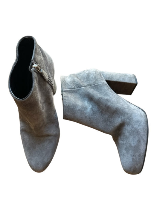 Prada Shoe Size 38 Gray Suede Side Zip Block Heel Ankle Booties Gray / 38