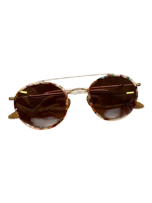 Krewe Orange & Multi Acetate round Gold Hardware Sunglasses Orange & Multi