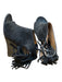 Chloe Shoe Size 37.5 Black Suede Wedge Fringe Open Toe Booties Black / 37.5