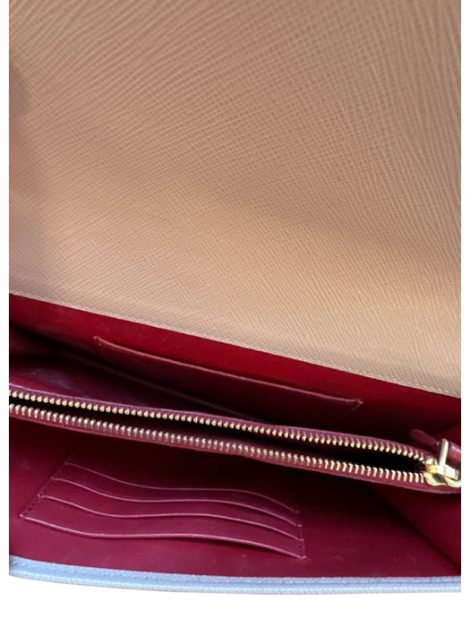 Prada Blush Leather Saffiano Logo Front Flap Chain Strap Bag Blush / S
