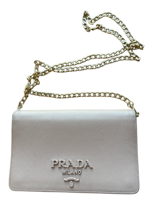Prada Blush Leather Saffiano Logo Front Flap Chain Strap Bag Blush / S
