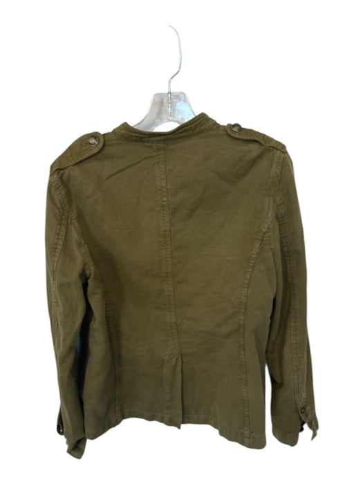 Nili Lotan Size M Army Green Cotton & Linen Button Down Outer Pockets Jacket Army Green / M