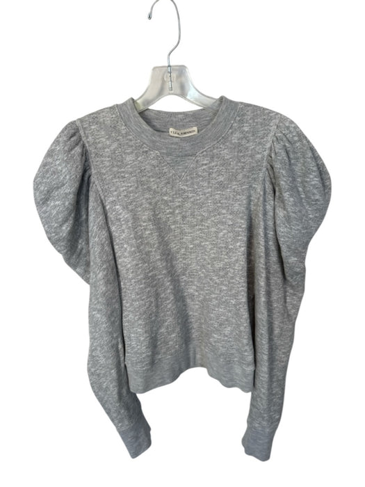 Ulla Johnson Size M Light Gray Cotton Shoulder Detail Heathered Sweater Light Gray / M