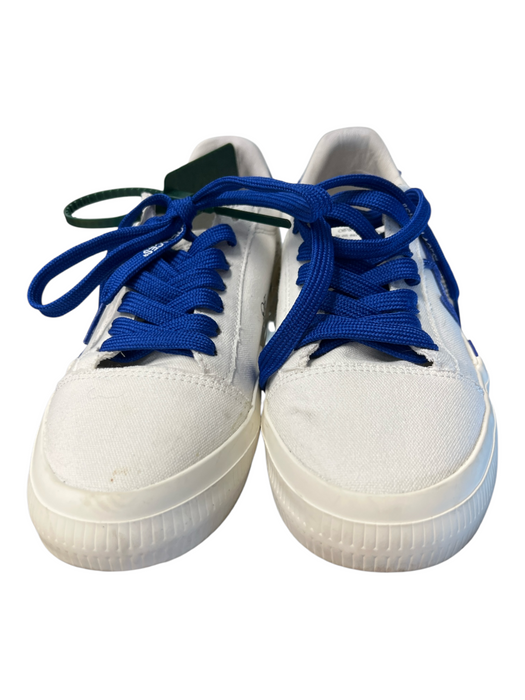 Off White Shoe Size 39 White & Blue Canvas Almond Toe Lace Up Logo Sneaker Shoes White & Blue / 39