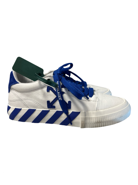 Off White Shoe Size 39 White & Blue Canvas Almond Toe Lace Up Logo Sneaker Shoes White & Blue / 39