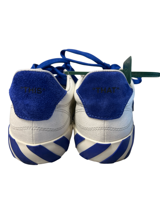 Off White Shoe Size 39 White & Blue Canvas Almond Toe Lace Up Logo Sneaker Shoes White & Blue / 39