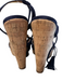 Aquazzura Shoe Size 38 Navy Leather Open Toe & Heel Tie Ankle Wedge Cork Shoes Navy / 38