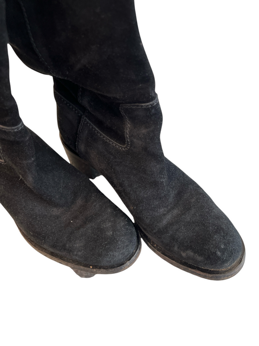 Gucci Shoe Size 37 Black Suede Almond Toe Back Buckle Over the Knee Riding Boots Black / 37