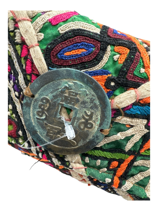 Kay Jay Green, White, Multi Cloth Metal Geometric Coin Clutch Bag Green, White, Multi