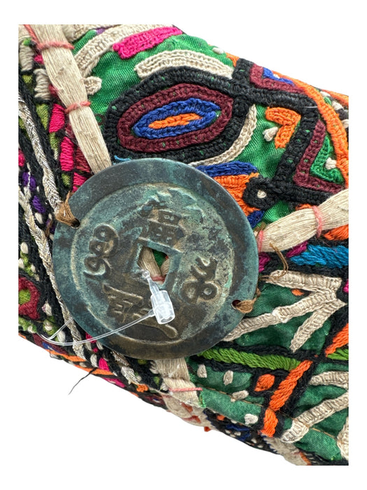 Kay Jay Green, White, Multi Cloth Metal Geometric Coin Clutch Bag Green, White, Multi