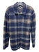 Hartford Size M Navy, Brown, White Wool Blend Button Up Plaid Collar Jacket Navy, Brown, White / M