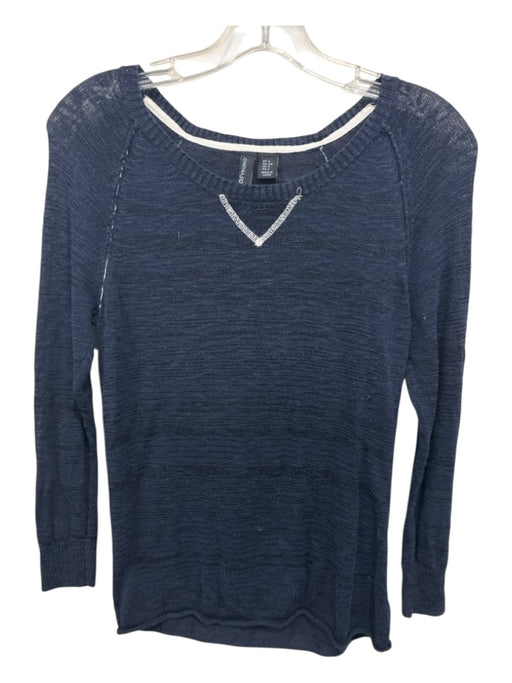 Cynthia Rowley Size S Navy Blue & White Cotton Blend Crew Neck Sweater Navy Blue & White / S