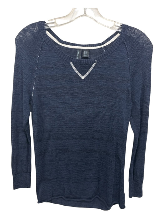 Cynthia Rowley Size S Navy Blue & White Cotton Blend Crew Neck Sweater Navy Blue & White / S