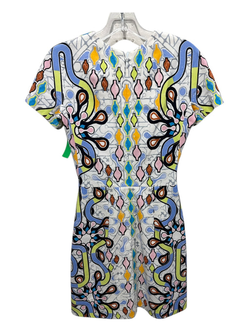 Peter Pilotto Size 6 White, Gray, Multi Viscose Blend Short Sleeve Dress White, Gray, Multi / 6