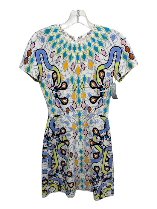 Peter Pilotto Size 6 White, Gray, Multi Viscose Blend Short Sleeve Dress White, Gray, Multi / 6