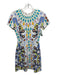 Peter Pilotto Size 6 White, Gray, Multi Viscose Blend Short Sleeve Dress White, Gray, Multi / 6