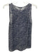 Joie Size XS Navy Blue & White Silk V Neck Speckled Half Button Sleeveless Top Navy Blue & White / XS