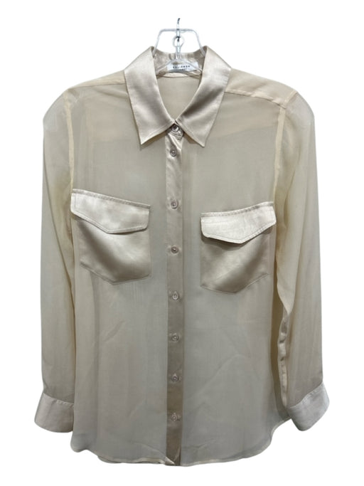 Equipment Size XS Cream White Collar Sheer Long Sleeve Button up Top Cream White / XS