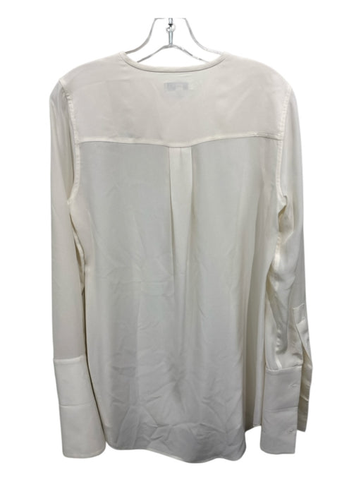 Equipment Size XS White Silk Mock Collar Half Button Long Sleeve Top White / XS