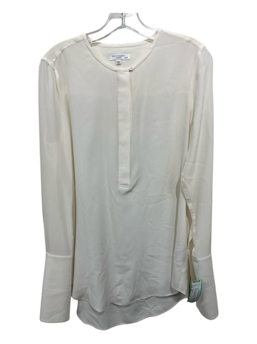 Equipment Size XS White Silk Mock Collar Half Button Long Sleeve Top White / XS