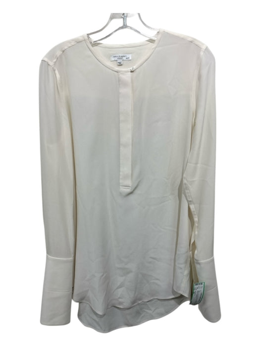 Equipment Size XS White Silk Mock Collar Half Button Long Sleeve Top White / XS