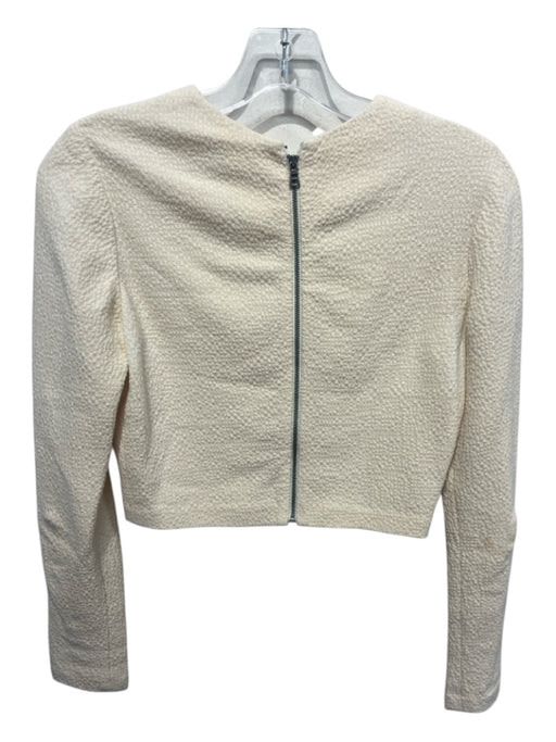Alice & Olivia Size XS Cream White Polyester & Wool Blend Back Zip Textured Top Cream White / XS