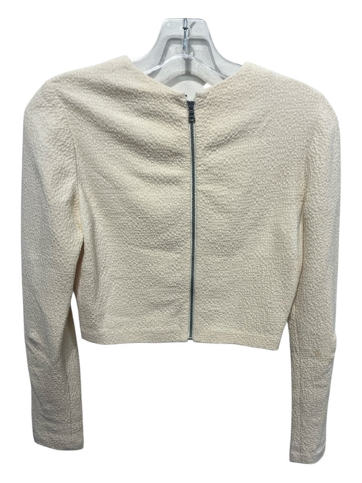 Alice & Olivia Size XS Cream White Polyester & Wool Blend Back Zip Textured Top Cream White / XS