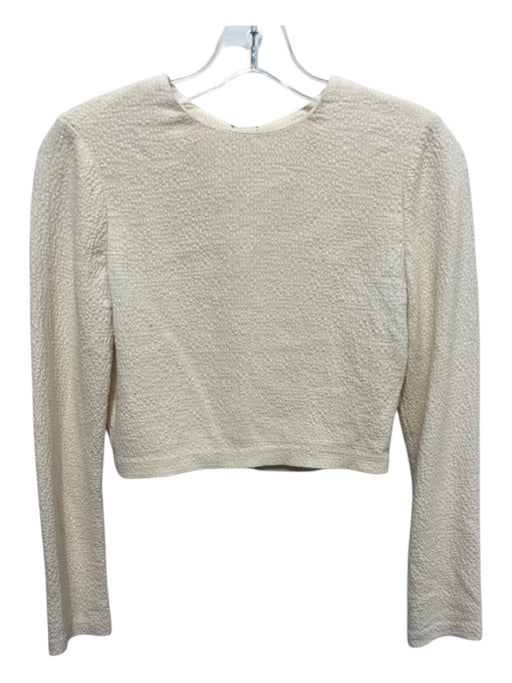 Alice & Olivia Size XS Cream White Polyester & Wool Blend Back Zip Textured Top Cream White / XS