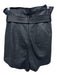 Lamarque Size S Black Leather Paperbag Waist Matte High Rise Sash Inc Shorts Black / S